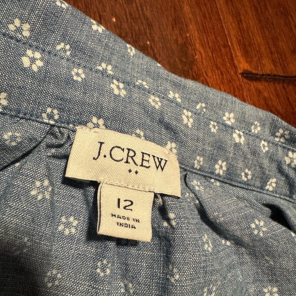J. Crew Light Blue Polka Dot Button-Front Mini Dress - Picture 5 of 14